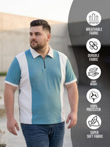 Men Plus Size Vora-Teal Teal Textured Polo T-Shirt