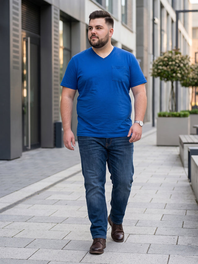 Men Plus Size Spoon Solid V-Neck Tshirt