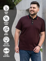 Men Plus Size Joy-Maroon Textured Polo Tshirt