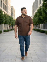 Men Plus Size Volzair Brown Polo Tshirts