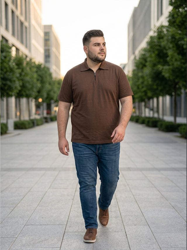 Men Plus Size Volzair Brown Polo Tshirts