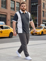 Men Plus Size Vora-Grey Grey Textured Polo T-Shirt