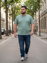 Men Plus Size Hiddenmist-Mint Green Solid Mint Green Round Neck Tshirt