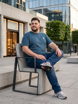 Men Plus Size Hiddenmist-Grey Solid Grey Round Neck Tshirt