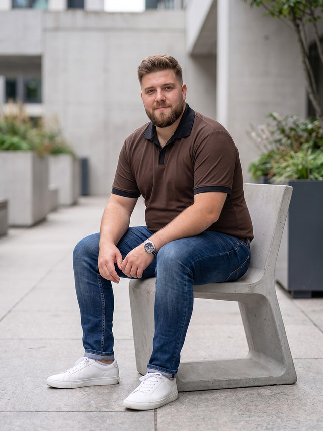 Men Plus Size Vitupera Brown textured Polo Tshirts