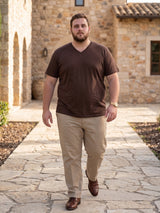 Men Plus Size Text Solid V-Neck Tshirt