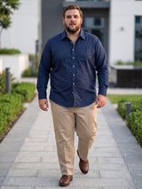 Men Plus Size Indigoze Navy Striped Shirts