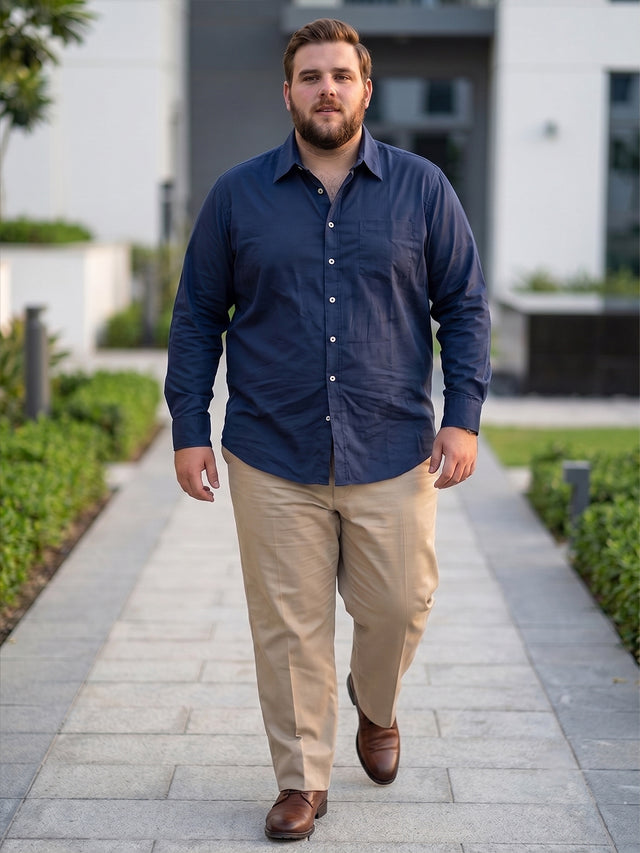 Men Plus Size Indigoze Navy Striped Shirts