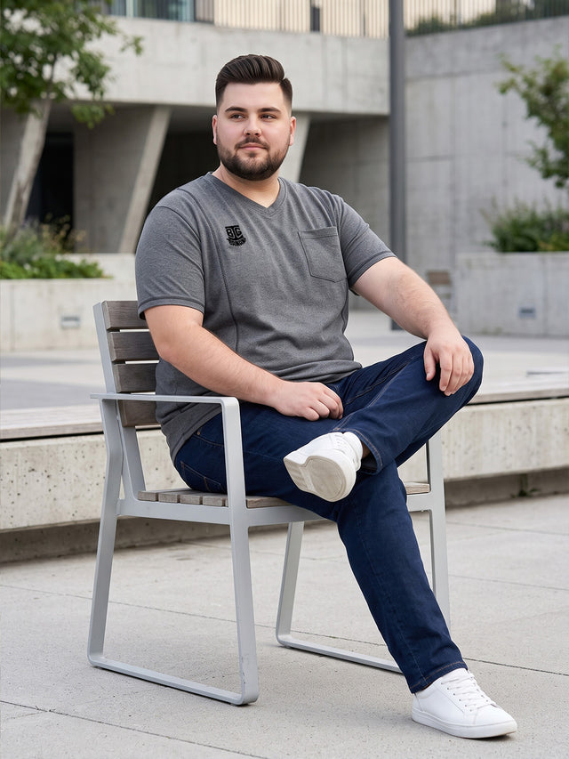 Men Plus Size Mettle Solid V-Neck Tshirt
