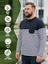 Men Plus Size Tito Striped Henley Tshirt