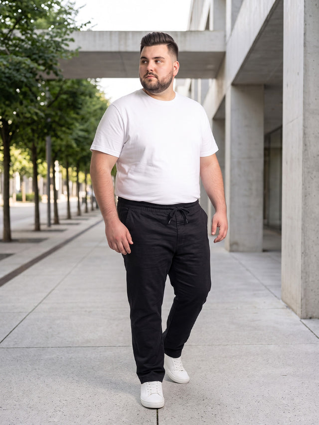 Men Plus Size Revon Black Solid Trousers