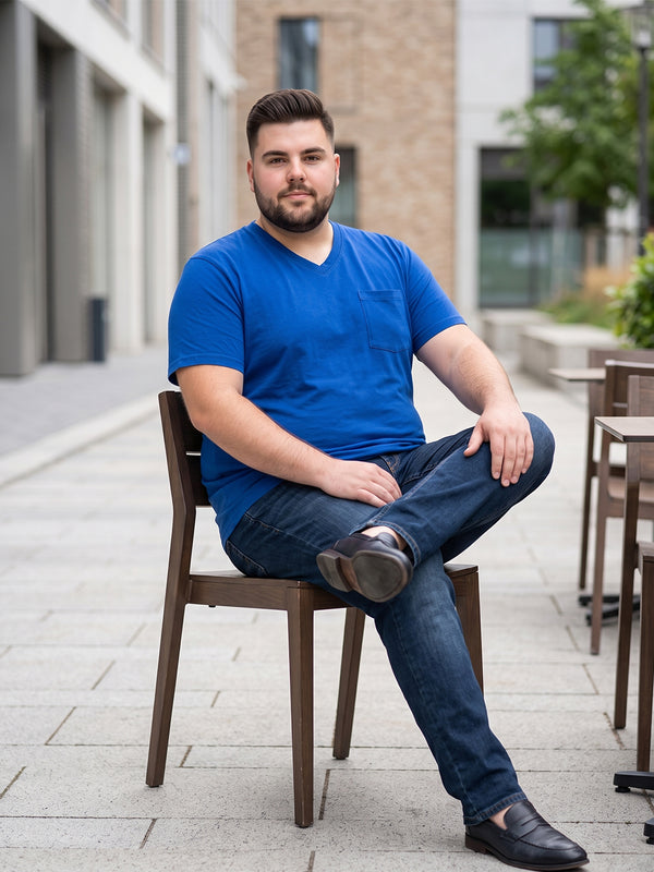 Men Plus Size Spoon Solid V-Neck Tshirt