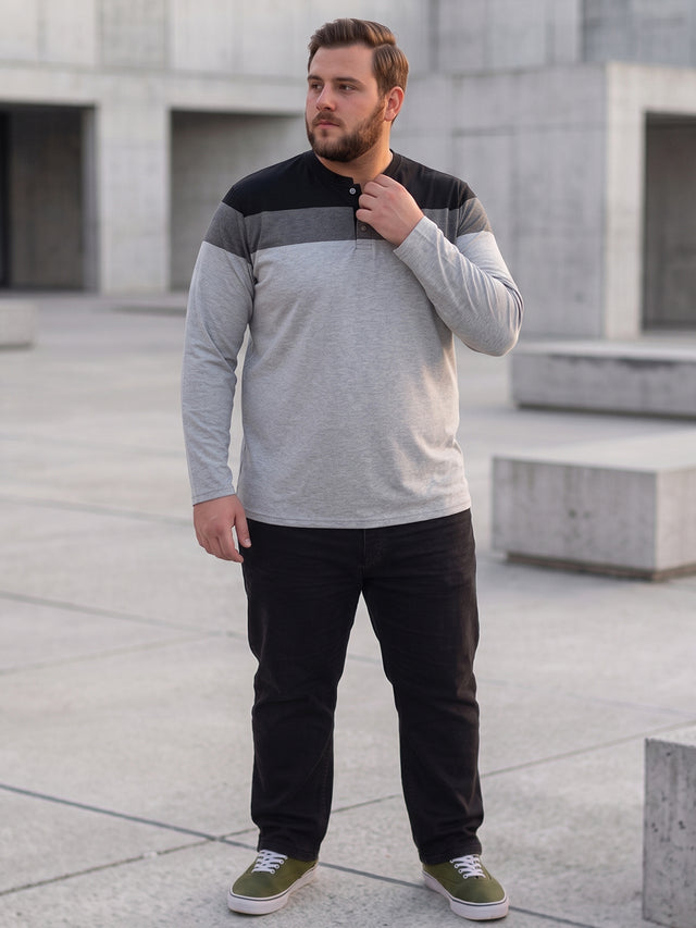 Men Plus Size Vagos Colorblock Henley Tshirt