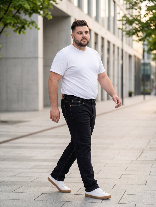Men Plus Size Zetsu Black Solid Jeans