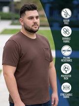 Men Plus Size Stark-Brown Brown Textured Round Neck Tshirts