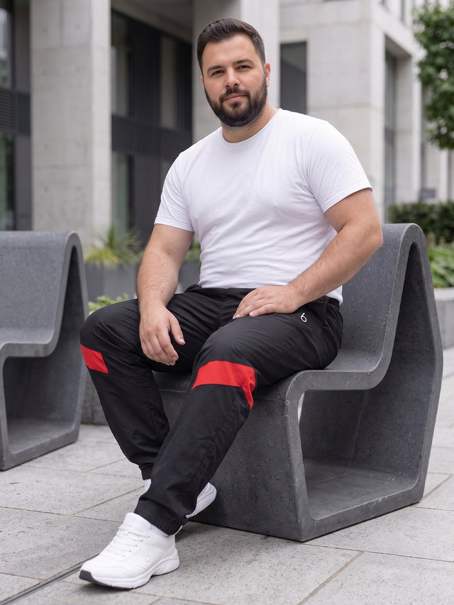 Men Plus Size Nightvault Black Solid Trackpants