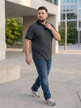 Men Plus Size Maveriq Grey textured Polo Tshirts