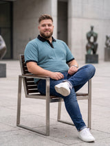 Men Plus Size Velric textured Sky Blue Polo Men Tshirt