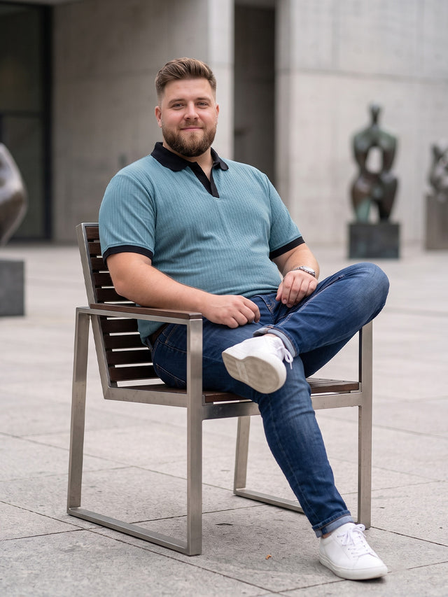 Men Plus Size Velric textured Sky Blue Polo Men Tshirt
