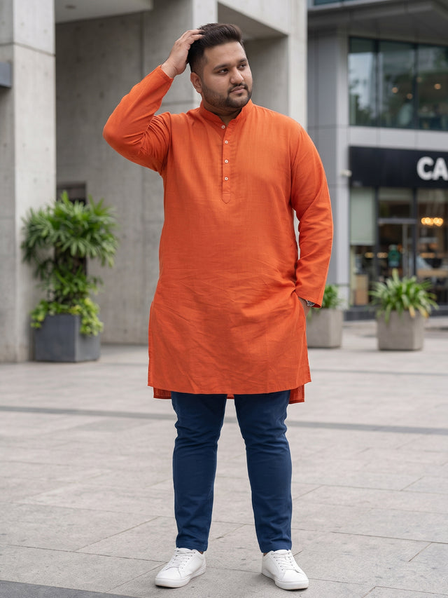 Men Plus Size Ullas-O Solid Kurta