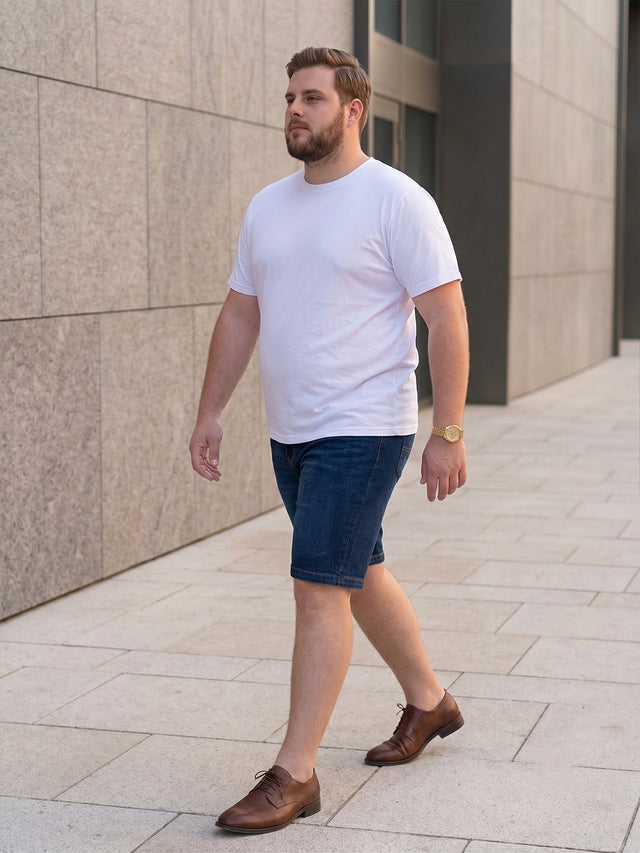 Men Plus Size Vigorous Navy Blue Solid Shorts