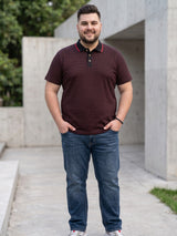 Men Plus Size Joy-Maroon Textured Polo Tshirt