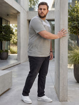 Men Plus Size Titanium Textured Round Neck Tshirt