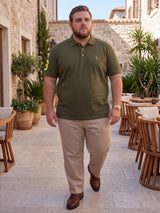 Men Plus Size Aura-Olive Solid Dark Olive Polo Men Tshirt
