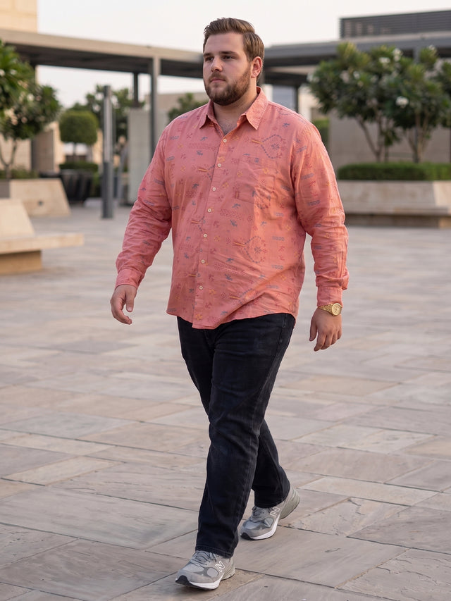 Men Plus Size Breezearrow Pink Abstract Shirts