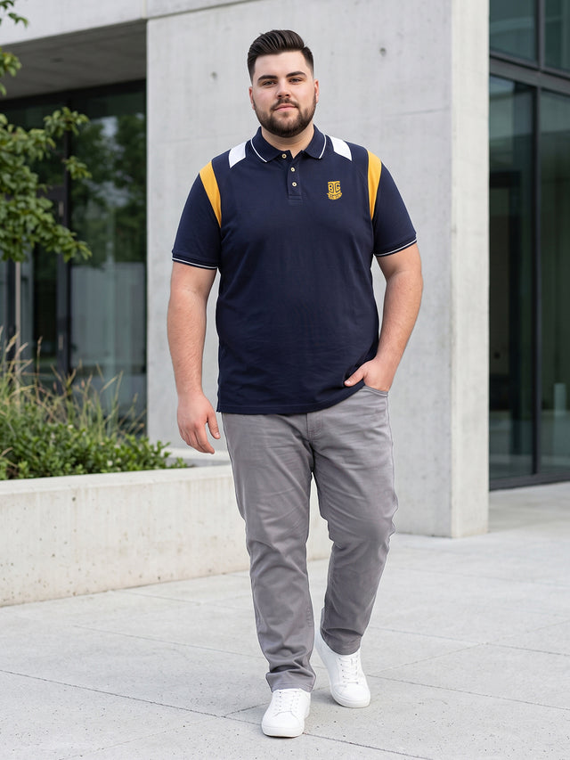 Men Plus Size Crikfow-Navy Solid Polo Tshirt
