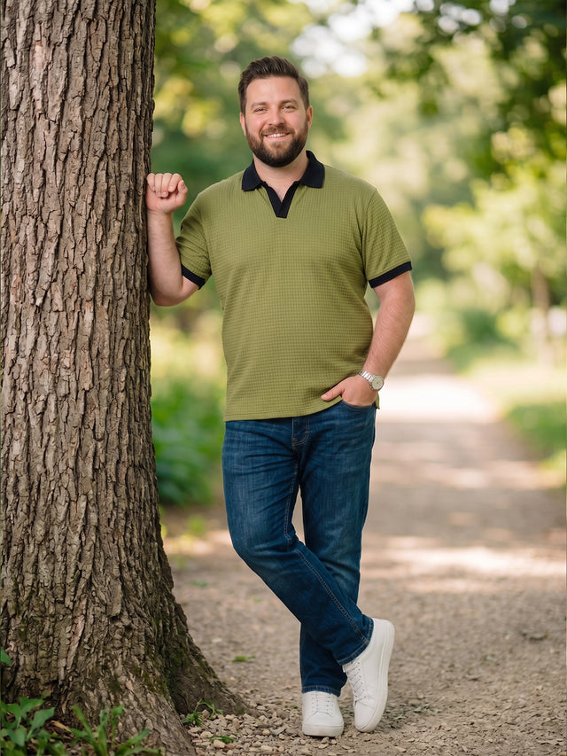 Men Plus Size Zelmora Sage Green Polo Tshirts