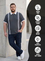 Men Plus Size Zeno-Grey Grey Textured Polo T-Shirt