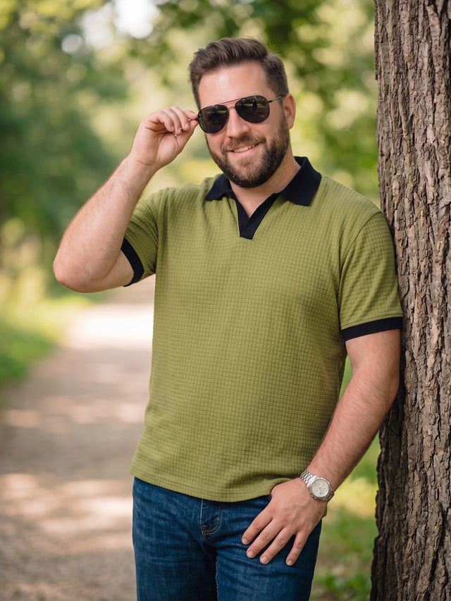 Men Plus Size Zelmora Sage Green Polo Tshirts
