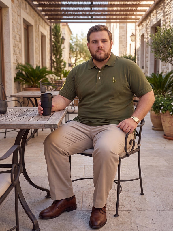 Men Plus Size Aura-Olive Solid Dark Olive Polo Men Tshirt