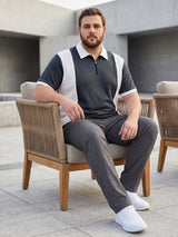 Men Plus Size Vora-Grey Grey Textured Polo T-Shirt