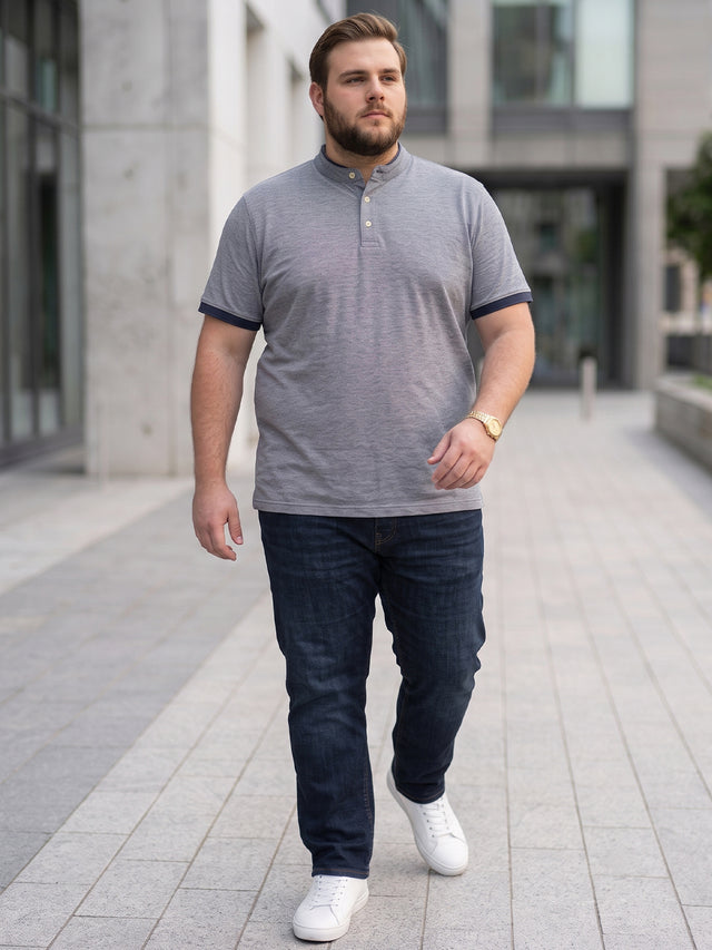 Men Plus Size Lazon Solid Henley Tshirt