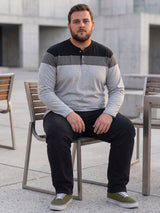 Men Plus Size Vagos Colorblock Henley Tshirt