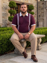 Men Plus Size Rexo-Maroon Maroon Textured Polo T-Shirt