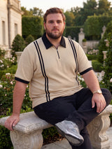 Men Plus Size Rexo-Beige Beige Textured Polo T-Shirt