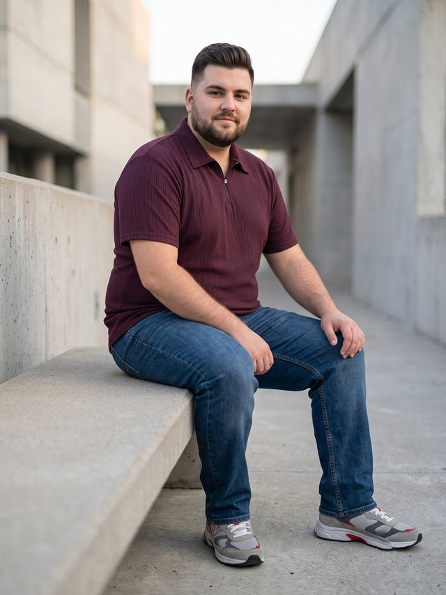 Men Plus Size Marqivo Wine Polo Tshirts