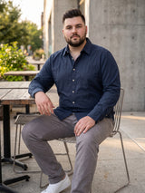 Men Plus Size Loungray Dark Grey Striped Shirts