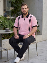 Men Plus Size Rexo-Pink Pink Textured Polo T-Shirt