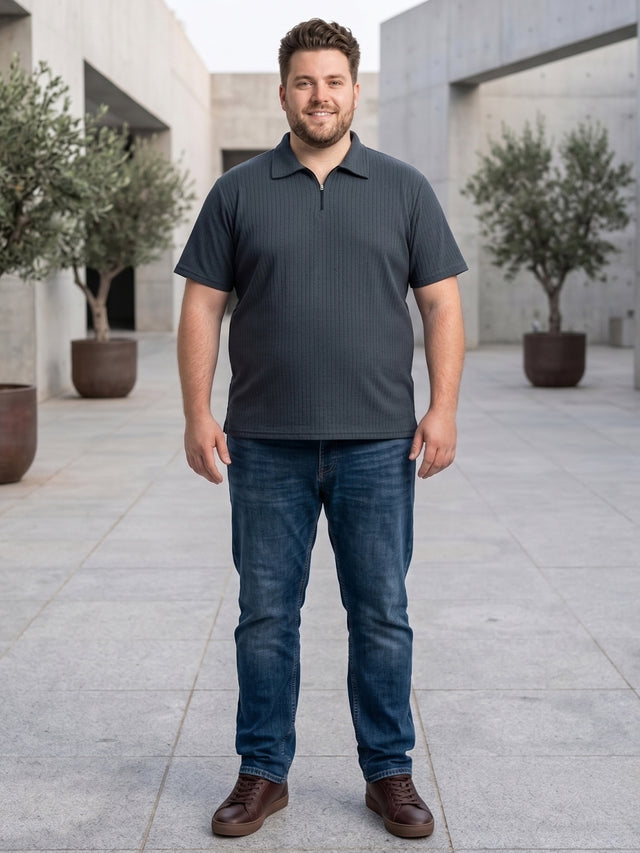 Men Plus Size Gravelo Charcoal Grey Polo Tshirts