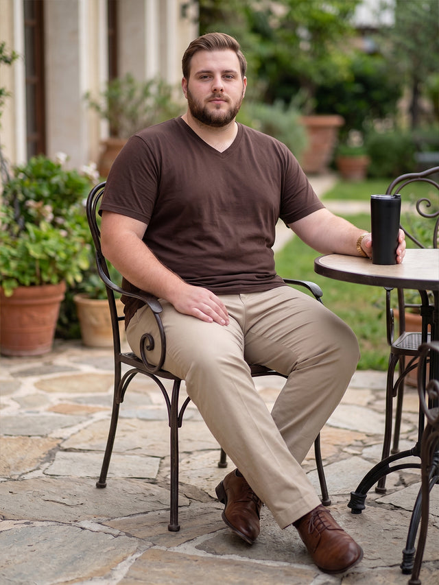 Men Plus Size Text Solid V-Neck Tshirt
