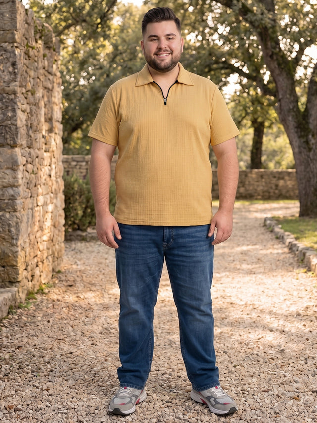 Men Plus Size Draxelo Beige Polo Tshirts