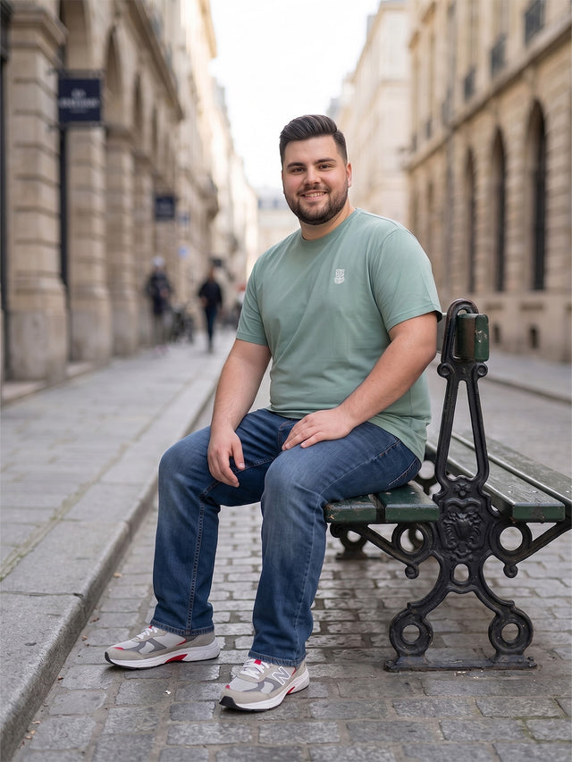 Men Plus Size Hiddenmist-Mint Green Solid Mint Green Round Neck Tshirt