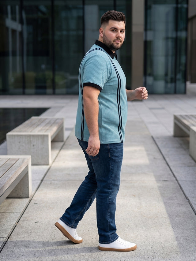 Men Plus Size Zeno-Teal Teal Textured Polo T-Shirt