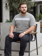 Men Plus Size Titanium Textured Round Neck Tshirt