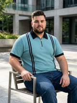 Men Plus Size Zeno-Teal Teal Textured Polo T-Shirt