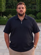 Men Plus Size Kovren Black Textured Polo Tshirt